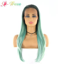 X-TRESS Synthetic Wigs Ombre Green Lace Front Wigs for Women Long Natural Straight Heat Resistant Fiber Free Part Cosplay Wig 2024 - buy cheap