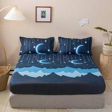 Lençol de cama estampado 1 peça com faixa elástica, cobertura para lençol (sem fronhas), queen king size 2024 - compre barato