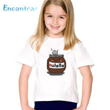 Футболка с мультяшным принтом Kawaii Nutella для мальчиков и девочек, детская забавная одежда, Детская летняя футболка с коротким рукавом, детские топы, oHKP5357 2024 - купить недорого