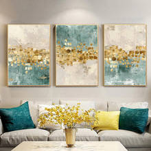 Pintura minimalista em tela, arte nórdica, luz azul dourada, abstrata para parede, imagem moderna, decoração de casa, sala de estar 2024 - compre barato