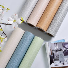 Papel de parede impermeável de pvc, padrão de linho, adesivo de cor sólida, para dormitórios, quarto, armários, móveis 2024 - compre barato