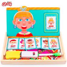 Wooden Magnetic Jigsaw Puzzles cloth changing Toy multifunctional children family member puzzle writing magnetic drawing board 2024 - buy cheap
