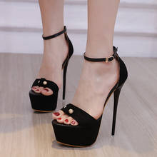 Sandalias de plataforma alta para mujer, zapatos de tacón alto de 17cm, de estilo Gladiador, para verano 2024 - compra barato