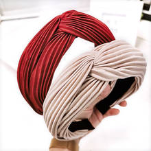 2019 Vintage Solid Cloth Fold Hair Bands For Women Turban Headband Hairband Hair Accessories Haar Girls Hoop For Hair Opaska do 2024 - buy cheap