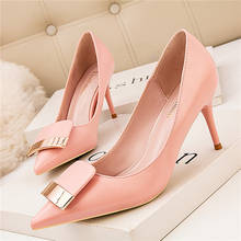 Zapatos de tacón alto de 7cm para mujer, zapatillas femeninas de tacón alto en color rosa y negro, a la moda, con punta puntiaguda, para fiesta y oficina, 2020 2024 - compra barato