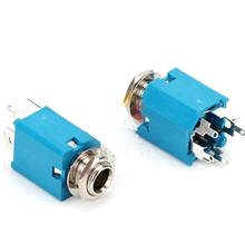 20PCS/Lot 6.35mm 6.35 Stereo Audio Microphone Female Jack/Socket Connector 5P/5PIN Blue 2024 - buy cheap