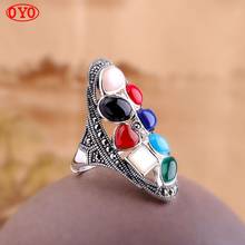 Factory direct Thai silver handmade jewelry S925 silver jewelry ladies colorful gemstone ring 2024 - buy cheap