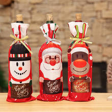 Cartoon Smile Santa Snowman Elk Christmas Wine Bottle Bags Cover New Year Party Champagne Bundle Pocket Party Table Decor 2024 - buy cheap