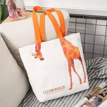 Giraffe deer print tote bags para mulheres bolsas casuais saco de compras grande capacidade dropshipping atacado lona 2024 - compre barato