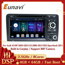Eunavi-Radio con GPS para coche, reproductor Multimedia con Android 10, Navi, 2 Din, DVD, para Audi A3 8P 2003-2012 S3 2006-2012 RS3 Sportback 2011 2024 - compra barato