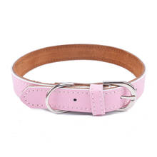 Collar de piel auténtica para perros pequeños y medianos, diseño estándar, productos para mascotas, Chihuahua, color rosa 2024 - compra barato