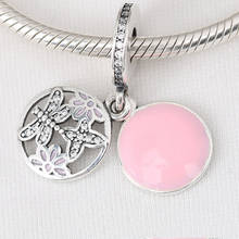 Очаровательные бусины S925 из розовой эмали, ажурная Весенняя подвеска, бусины, подходят к женскому браслету, ожерелье, ювелирные изделия «сделай сам» 2024 - купить недорого