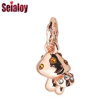 Seialoy-Cuentas De Seta brillantes de oro rosa, colgante, apto para pulseras y collar, accesorios de joyería fina Diy, nuevo colgante 2024 - compra barato