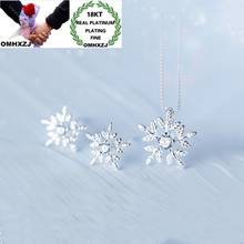 OMHXZJ Wholesale JE55 Hot Fashion Woman Party Birthday Wedding Gift Snowflake 18KT White Gold Necklace+Drop Earrings Jewelry Set 2024 - buy cheap