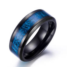 8mm Width Men's Ring Wedding Band Blue Color Stainless Steel Blue Male Ring Men's Fashion Jewelry 2024 - buy cheap
