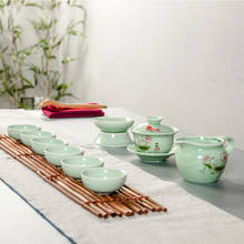Tea Set Koi Celadon Tea Set With 6 cup 1 tea pot Chinese Kung Fu Tea Cup Teapot Garden Cup Teapot Tea Pot Drinkware Tea Ceremony 2024 - buy cheap