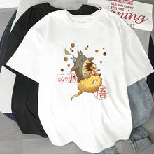 Camiseta con estampado de dibujos animados de Totoro para mujer, camiseta de manga corta con cuello redondo, camiseta de los años 90 para niña, camiseta Ulzzang Harajuku para mujer 2024 - compra barato