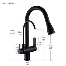 Vidric Matte Black Filtered Crane For Kitchen Pull Out Spray 360 Rotation Water Filter Tap Three Ways Sink Mixer Kitchen Faucet 2024 - buy cheap