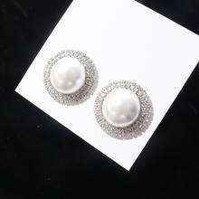 Ztech New Big Round Stud Imitation Pearl Earrings For Women Girls Trendy Fashion Statement Ins Jewelry Wholesale Accessories 2024 - buy cheap