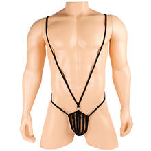 Sexy Sheer Mesh Men Gay Suspender Thong Bodysuit Mankini Erotic Underwear Bikini Teddies Sissy Fetish Wear 2024 - buy cheap