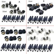 10pairs/set DC Power Connector Pin Female Male Jack Socket Plug Adapter 2/3Pins PCB Panel Mount Connector 5.5 x 2.1mm DIY Parts 2024 - buy cheap