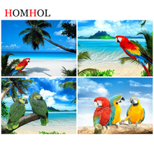 5D DIY Diamond Painting Parrot Diamond Embroidery Seaside Rhinestones Picture Animal Cross Stitch Mosaic Kit Home Decor 2024 - buy cheap