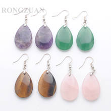 4 Pairs Hook Dangle Earrings for Women Amethysts Tigers Eye Aventurine Rose Quartzs Crystal Opalite Teardrop Stone Beads TBR346 2024 - buy cheap