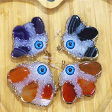 Wholesale 5pcs Handmade Natural Natural Agates Druze Evil Eye Pendant Necklace Turkish Eye Necklace Girl Luck Jewelry 2024 - buy cheap