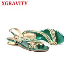 XGRAVITY New All Matched Crystal Flat Shoes Elegant Ladies Summer Shoes Women Flat Sandals Fashion Ladies Rhienstone Shoes B021 2024 - buy cheap