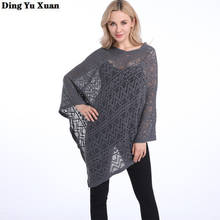 Womens Oversized Pullover Sweater Batwing Sleeve Loose Sweater Wrap Asymmetrical Tops Blouse Shirt Hollow Out Cape Cloak Poncho 2024 - buy cheap