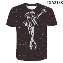 Новинка 2020, летняя 3D футболка Майкла Джексона для мужчин и женщин, модная уличная одежда для мальчиков и девочек, детские футболки с принтом, крутые топы, футболки 2024 - купить недорого