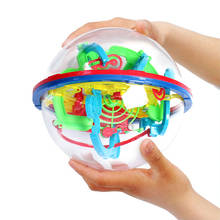 Bola de quebra-cabeça 3d passo 100, esfera do labirinto e do globo, brinquedos desafiadores, jogo de barreiras, testador de cérebro, treinamento de equilíbrio 2024 - compre barato