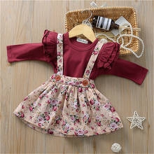 24 Colors Autumn New Baby Girls Suit Children Triangular Long Sleeve Romper Floral Strap Skirt 2Pcs Kid Sweet Princess Set 2024 - buy cheap