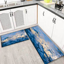 Alfombra larga de agua de mar azul abstracta para suelo de cocina, alfombra decorativa para pasillo, alfombra nórdica para dormitorio, balcón, Tatami 2024 - compra barato