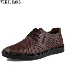 Sandália masculina de couro genuíno, sapatos casuais para homens, designer de verão, alta qualidade, 2021 2024 - compre barato