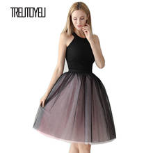 Treutoyeu Design Lolita Tutu Tulle Skirt Birthday Party 6 Layers High Waist Black Pink Midi Skirts Womens Korean Style Jupe Sexy 2024 - buy cheap