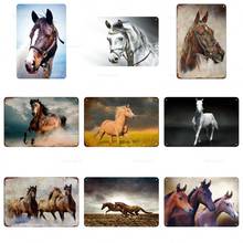 Running Horse Metal Plaque Vintage Animal Tin Sign Shabby Chic Poster Plate Restaurant Home Decoration Iron Paintings 2024 - buy cheap