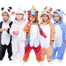 Kigurumi Onesies For Kids Girls Anime Unicorn Pajamas Boys Cartoon Sleepwear Cat Panda Costume Stitch Overalls Children Homewear 2024 - buy cheap