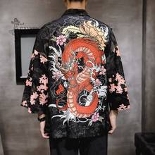 New Japanese Kimonos Men Costumes Harajuku Yukata Anime Dragon Print Loose Shirts Women Cardigan Samurai Japan Traditional Coats 2024 - buy cheap