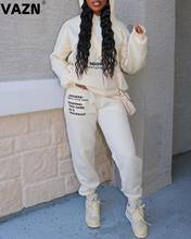Женский спортивный костюм VAZN, белый костюм из 2 предметов с капюшоном и длинными рукавами и надписью, зима 2020 2024 - купить недорого