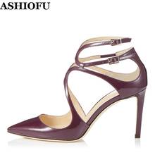 ASHIOFU-zapatos de tacón de aguja hechos a mano para mujer, calzado de vestir de fiesta, punta estrecha, de moda, para uso diario 2024 - compra barato