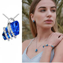 Forever Love-collares con colgante clásico de cristal, azul claro, Irregular, piedra de cristal, Stellux austriaco, regalos para el Día de San Valentín 2024 - compra barato