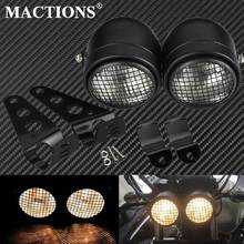 Motorcycle Dominator Grill Twins Front Dual Headlight Double Headlamp W/ Bracket For Harley Sofatil Fat Boy Cafe Racer Custom 2024 - buy cheap