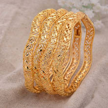 Annayoyo 4 braceletes africanos cor dourada braceletes para mulheres bracelete de noiva dubai bracelete africano joias para casamento itens para o oriente médio 2024 - compre barato