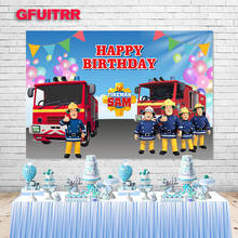 GFUITRR Fireman Sam фотография фон для мальчиков день рождения детский душ пожарная машина фотография фон красный винил фото стенд реквизит 2024 - купить недорого