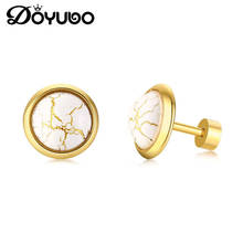 DOYUBO Brand Gold Color Stainless Steel Stud Earrings For Men & Women Cute Design Round Circle Earrings Trendy Accessories DB194 2024 - buy cheap