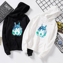 Novos hoodies outono inverno camisolas harajuku kawaii dos desenhos animados totoro impressão moletom mais veludo japonês streetwear pullovers 2024 - compre barato