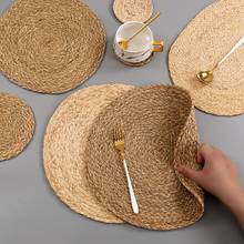 Handmade Weave Non-slip Placemat coaster Corn hull for table dinner Round Insulation pads Table Mats Pads Home Decor 2024 - buy cheap