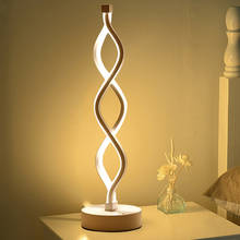 Lámpara de mesa LED en espiral, luz de escritorio curva de acrílico, diseño minimalista contemporáneo, lámpara blanca/cálida de modelado 2024 - compra barato