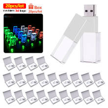 20pcs/lot usb interface flash drive Crystal LED light pendrive 64GB 32GB 16G external storage double USB Stick Customize 3d logo 2024 - buy cheap